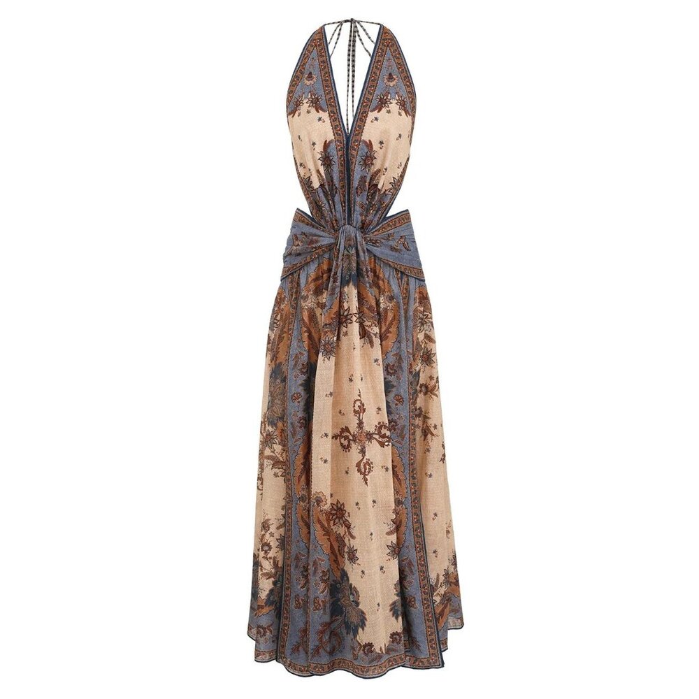 NWOT ！Zimmermann Ascension Plunge Halter Maxi in Blue